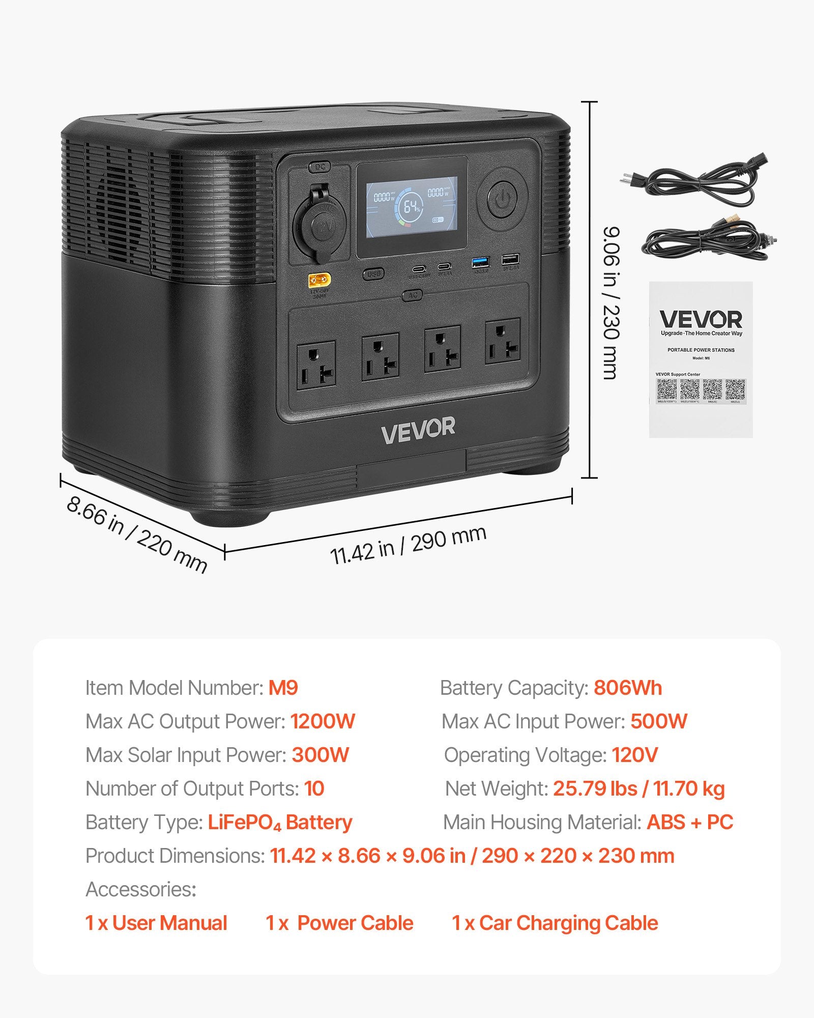 Portable Power Station, 1200W Solar Generator