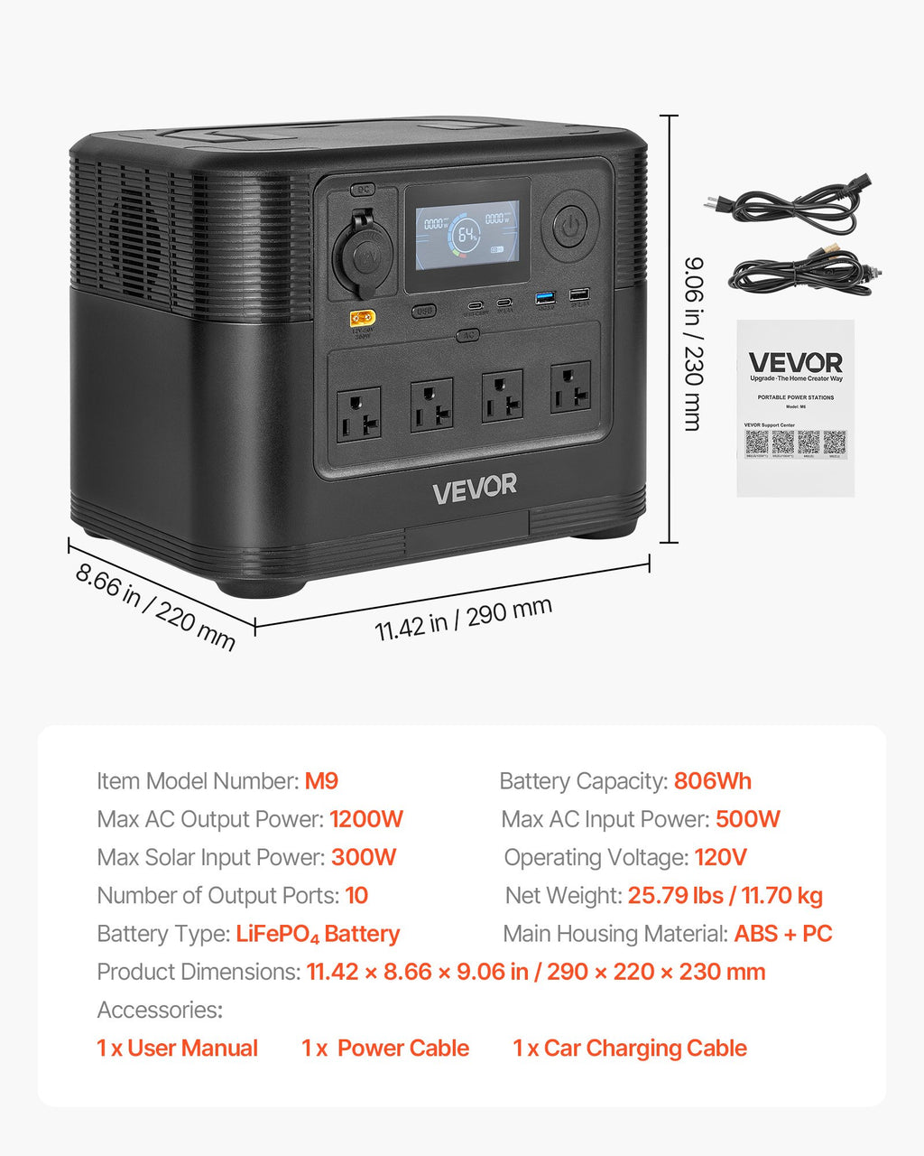 Portable Power Station, 1200W Solar Generator