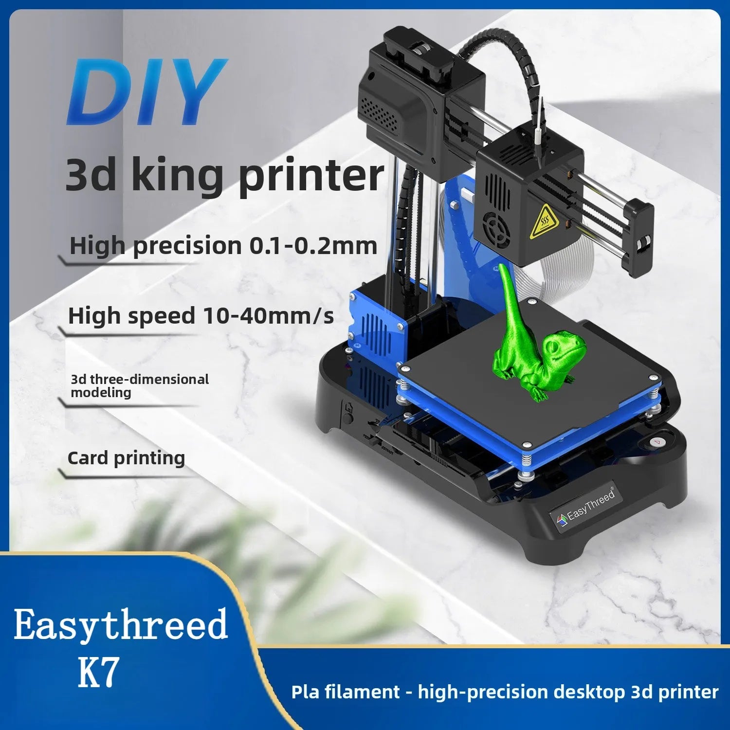 Easythreed K7 Portable Mini Desktop 3D Printer Household DIY Model Making 3D Printing Machine Entry Printer for Beginners & Kids