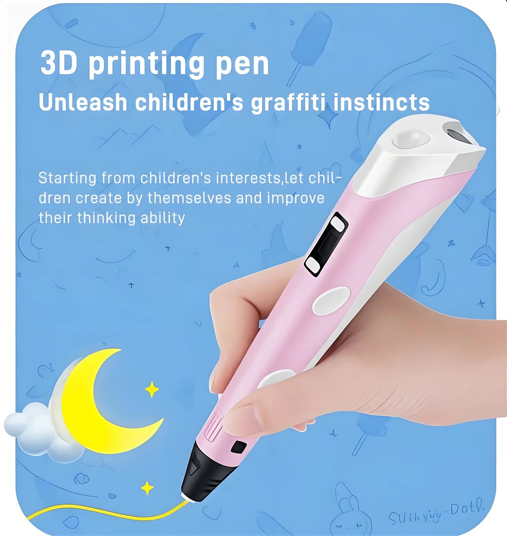 3D Printing Pen Drawing With LCD Screen Compatible Pen PLA Filament Toys Safe Paiting for Children DIY Birthday Gift Kids
