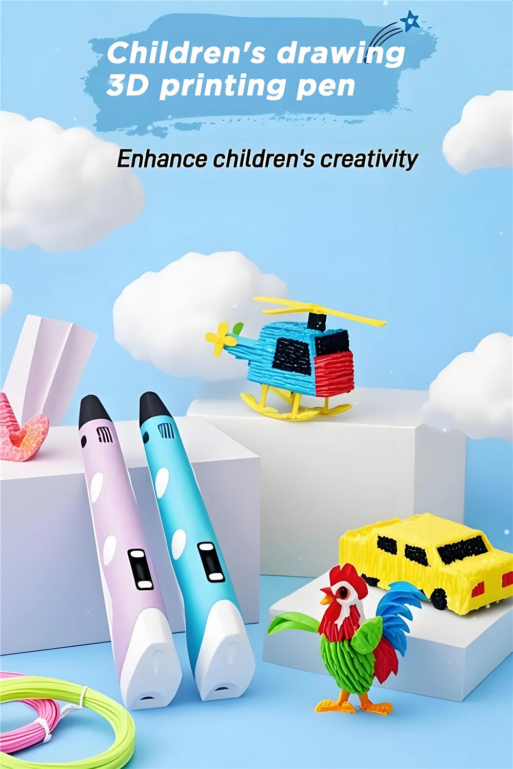 3D Printing Pen Drawing With LCD Screen Compatible Pen PLA Filament Toys Safe Paiting for Children DIY Birthday Gift Kids
