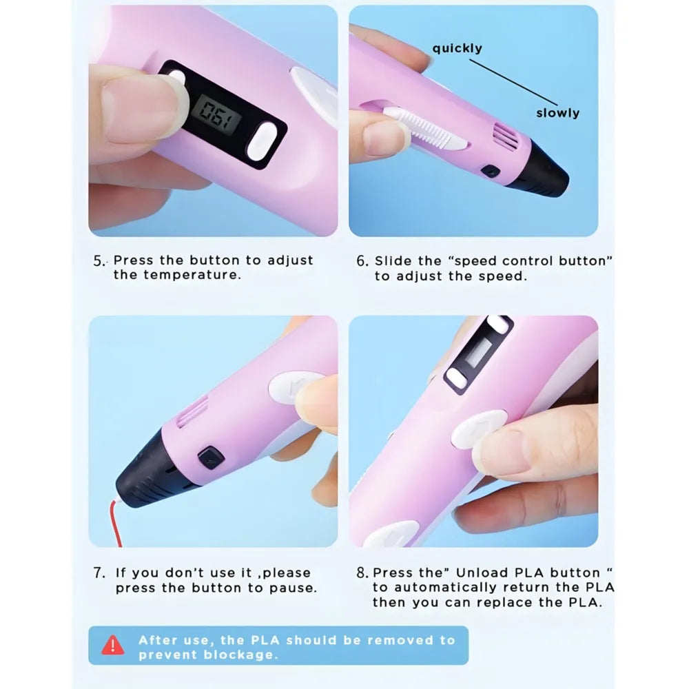 3D Printing Pen Drawing With LCD Screen Compatible Pen PLA Filament Toys Safe Paiting for Children DIY Birthday Gift Kids