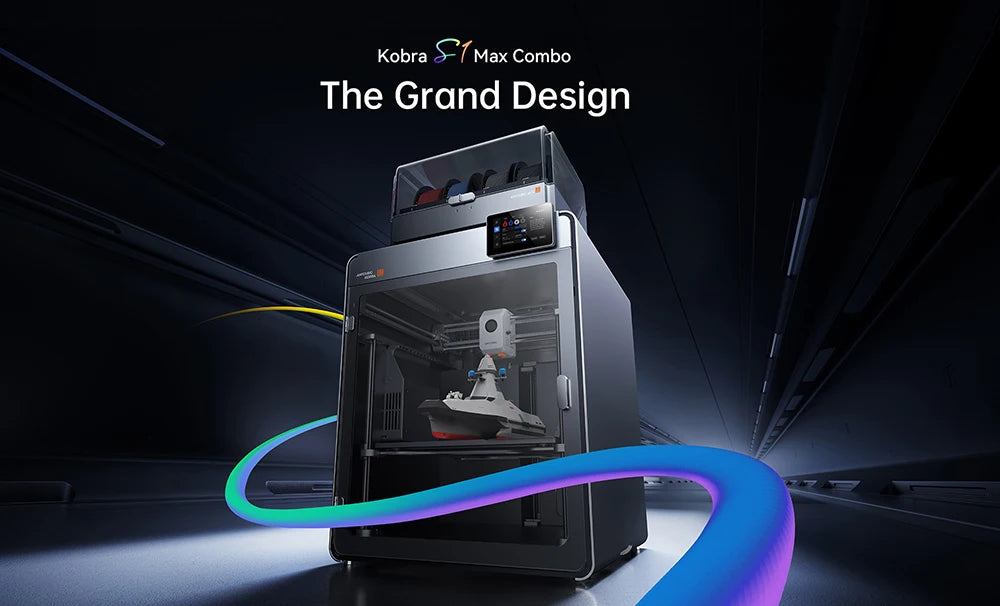 Anycubic Kobra S1 Max Combo Multicolor 3D Printer Max 600mm/s Fast Speed with 350℃ Hotend Hardened Steel Nozzle, 350×350×350mm
