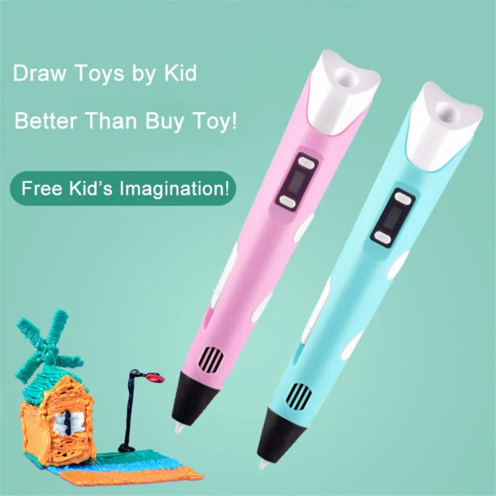 3D Printing Pen Drawing With LCD Screen Compatible Pen PLA Filament Toys Safe Paiting for Children DIY Birthday Gift Kids