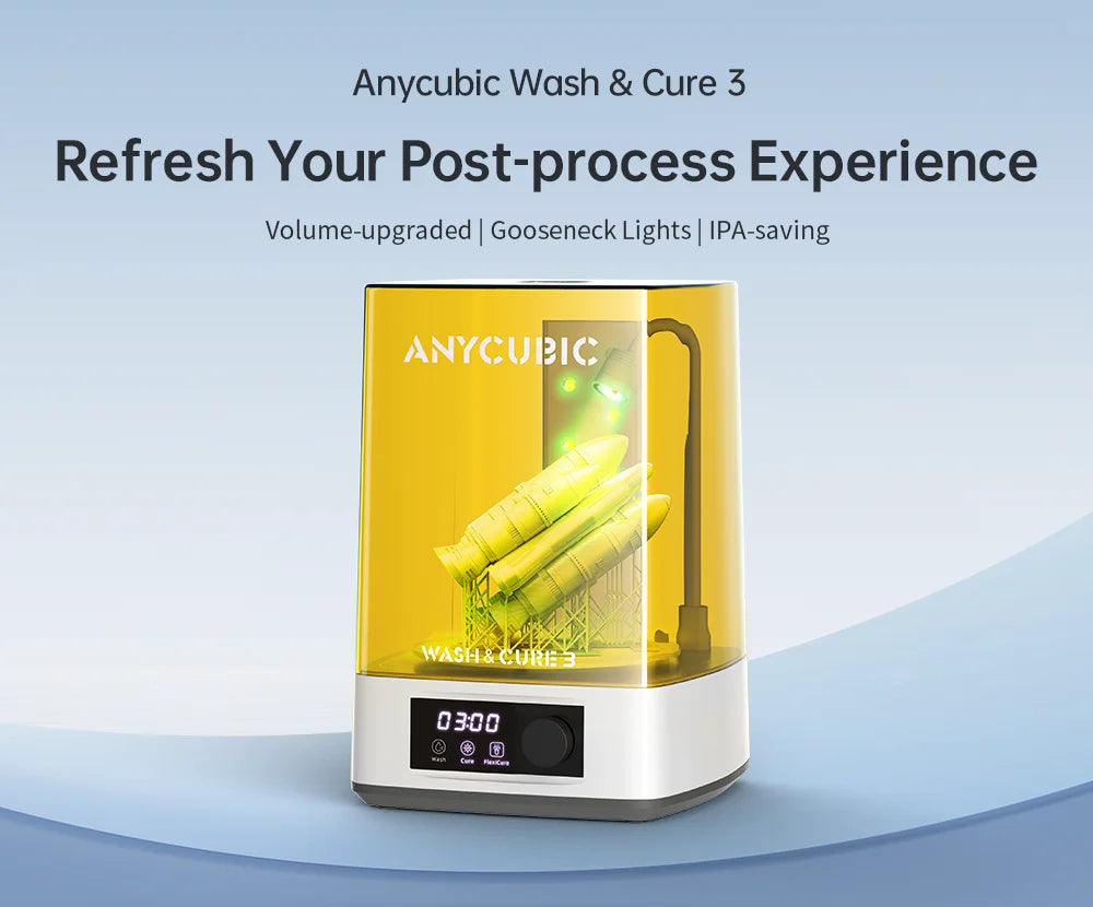 ANYCUBIC Wash & Cure 3 For Photon Mono 4 LCD SLA 3D Printer Models UV Rotary Curing Resin Cleaning Machine 2 in 1