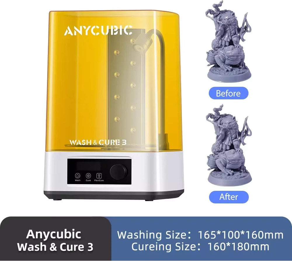 ANYCUBIC Wash & Cure 3 For Photon Mono 4 LCD SLA 3D Printer Models UV Rotary Curing Resin Cleaning Machine 2 in 1
